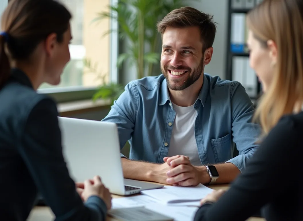 Startup founder receiving investment guidance