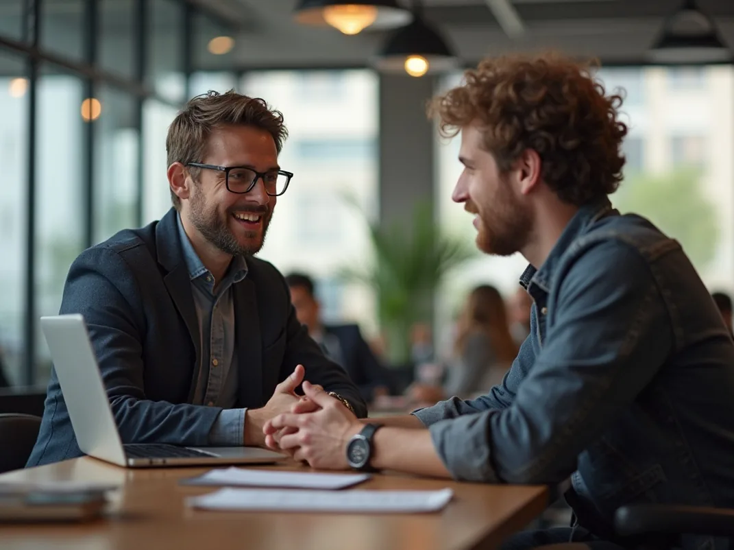 Startup investor mentoring young founder